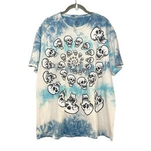 Liquid Blue Tie Dye Skull Graphic T-Shirt Size‎ XL Goth Grunge Vtg short sleeve